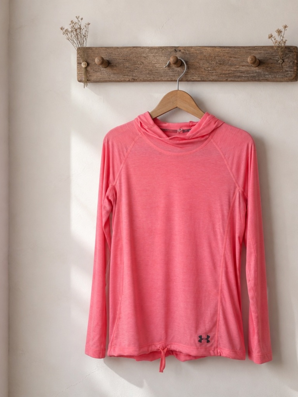 Under Armour Women's Long Sleeve Hooded Tech Tee - Coral Pink